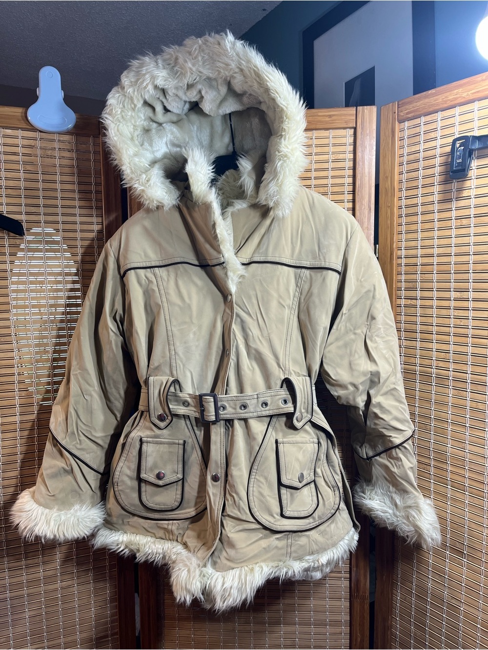 Y2K BIG CHILL JACKET WARM WINTER COAT FUR TRIMMED GIRLS L 14/16